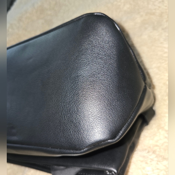 BCBG Max Azria Foldover Shoylder Bag. Black Faux Leather. NWT - Picture 10 of 12